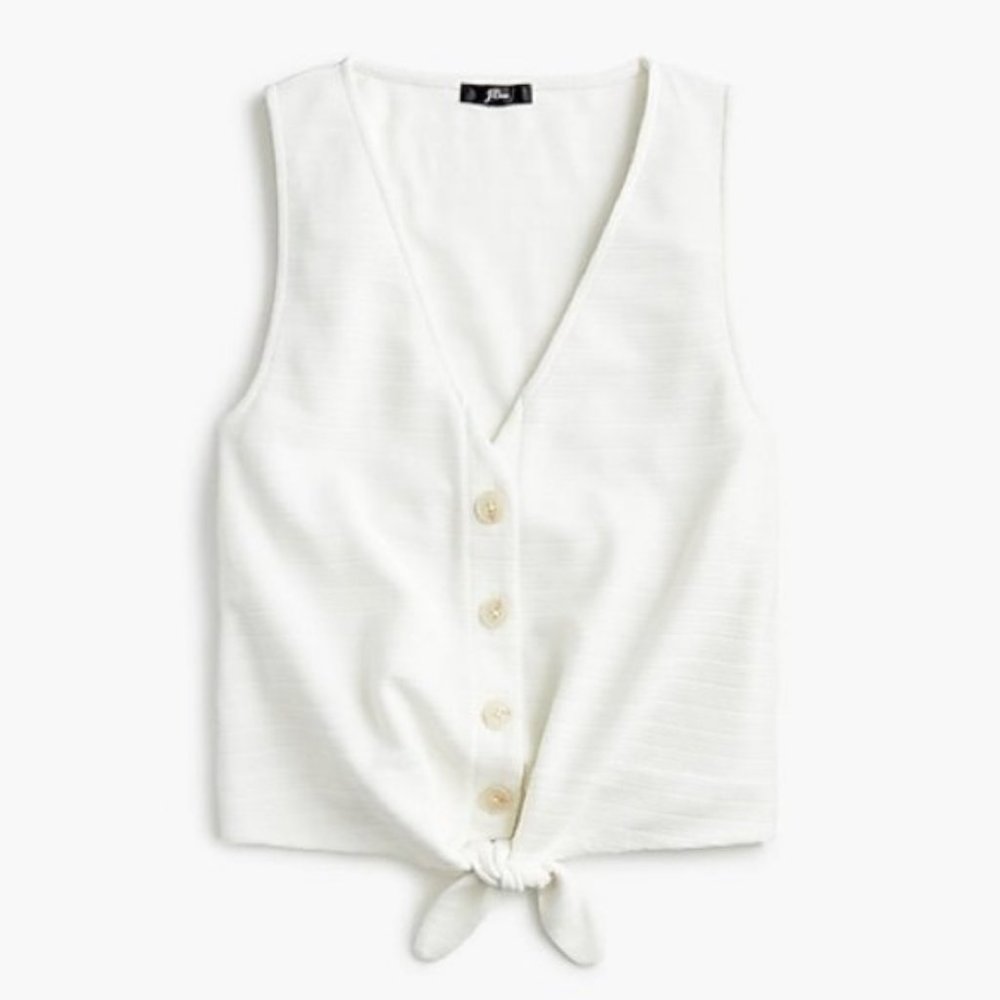 J. Crew Tie Front Tank Top in Ivory